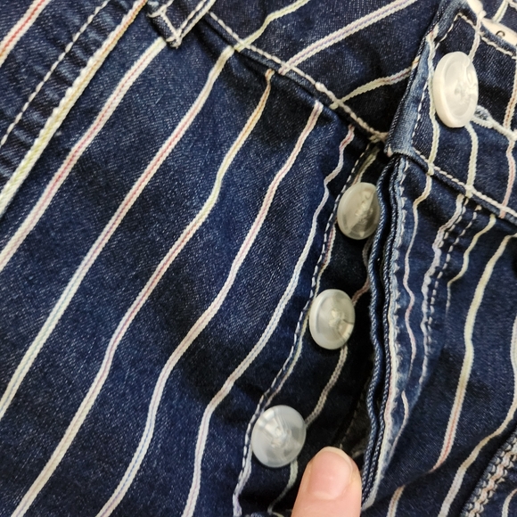 Rachel Antonoff Size 6 Romeo Railroad Stripe Wide Leg Denim Pants - Picture 5 of 12